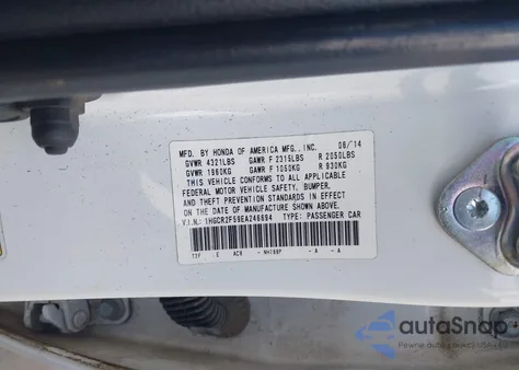 2014 Honda Accord Sport z USA, uszkodzony, nr VIN 1HGCR2F59EA246694